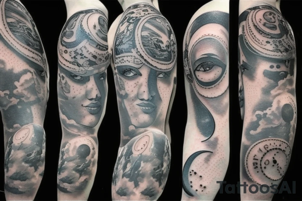 Moon with man inside tattoo idea