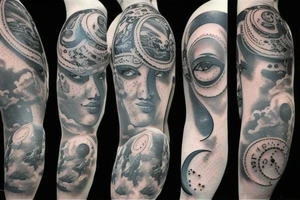Moon with man inside tattoo idea