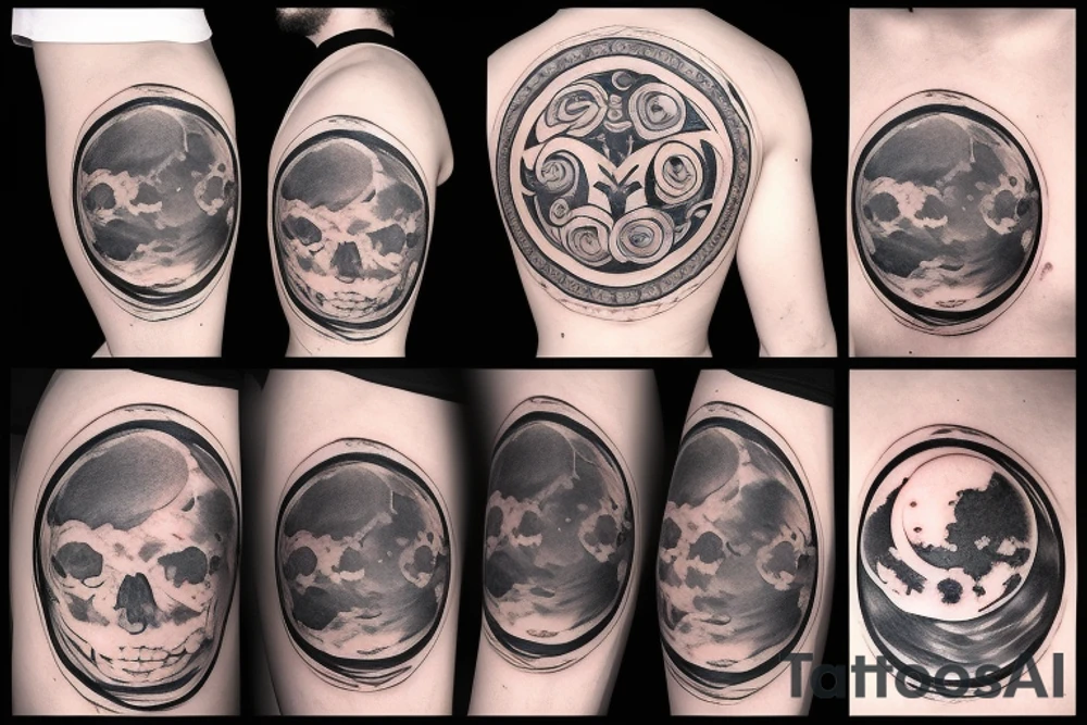 Moon with man inside tattoo idea