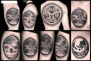Moon with man inside tattoo idea