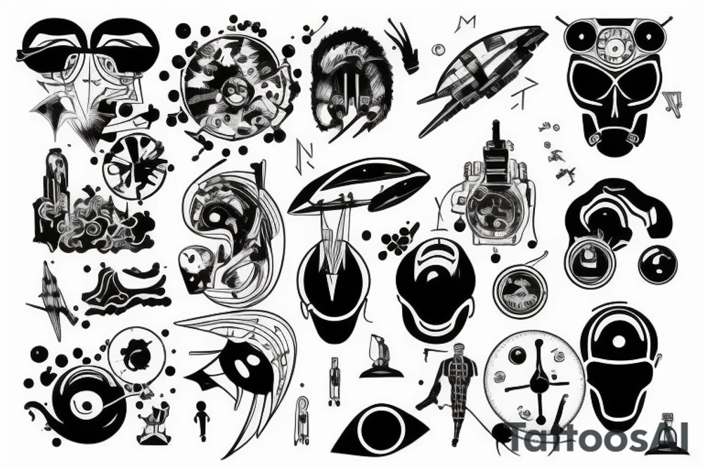 A crazy futuristic world tattoo idea