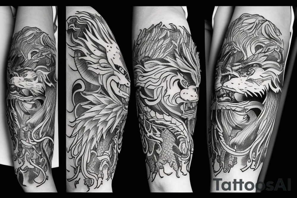 lion dragon tatoo tattoo idea