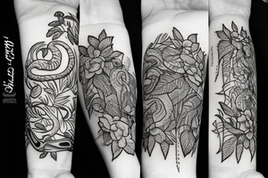 Snake and plants tattoo idea