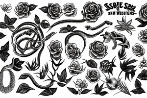 Snake and plants tattoo idea