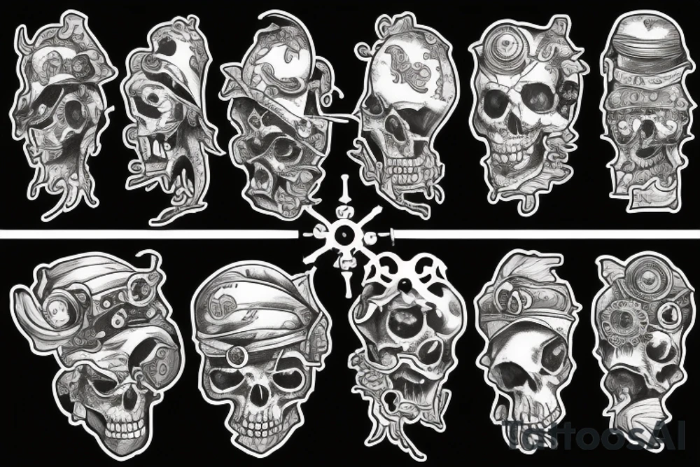 pirate, sea and gears tattoo idea