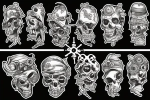 pirate, sea and gears tattoo idea