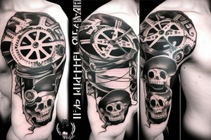 pirate, sea and gears tattoo idea