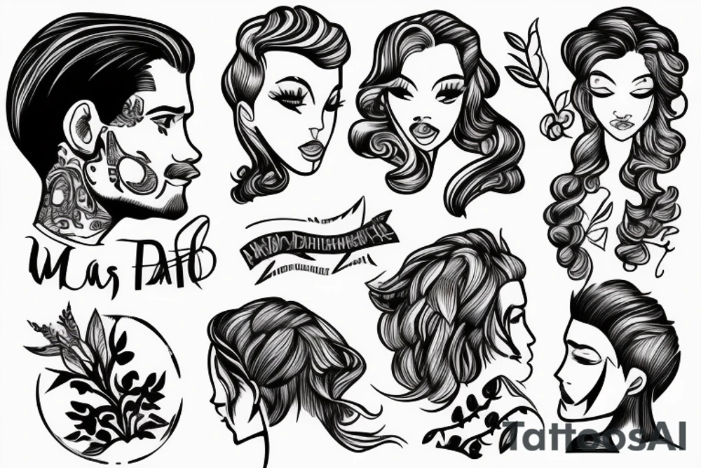 A man pulling a woman's hair from behind tattoo idea