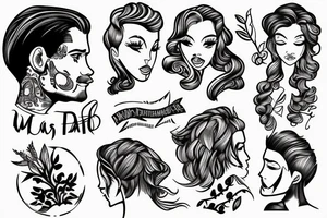 A man pulling a woman's hair from behind tattoo idea