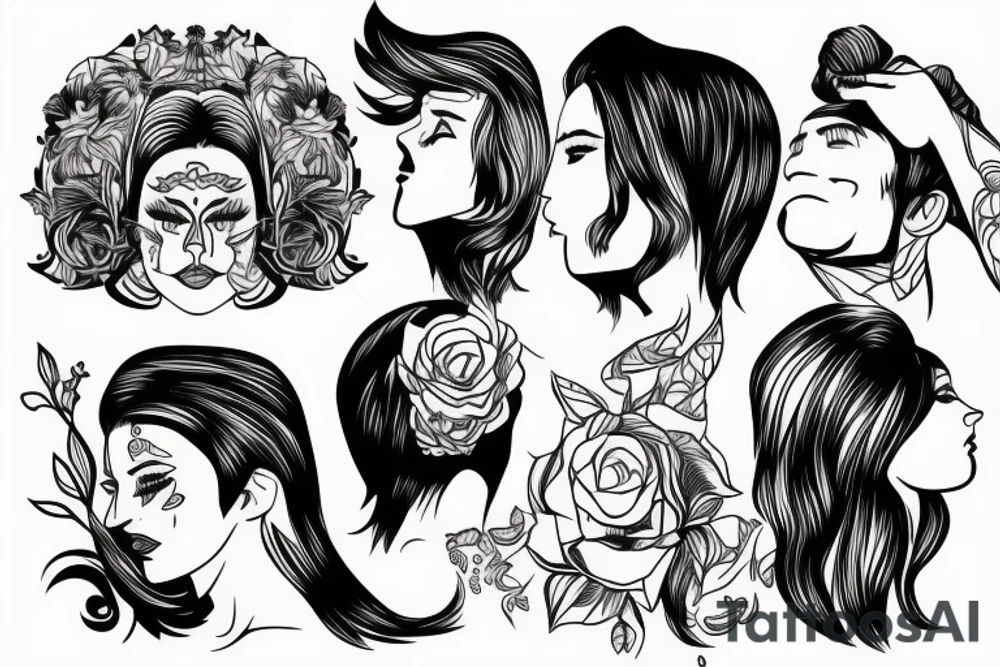 A man pulling a woman's hair from behind tattoo idea