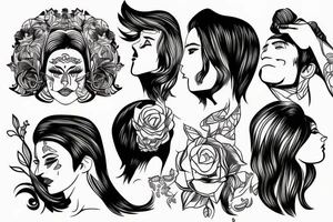 A man pulling a woman's hair from behind tattoo idea