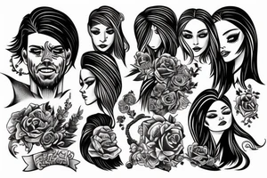 A man pulling a woman's hair from behind tattoo idea