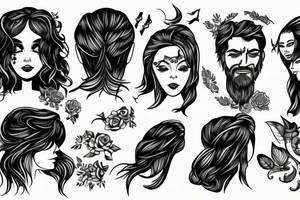 A man pulling a woman's hair from behind tattoo idea