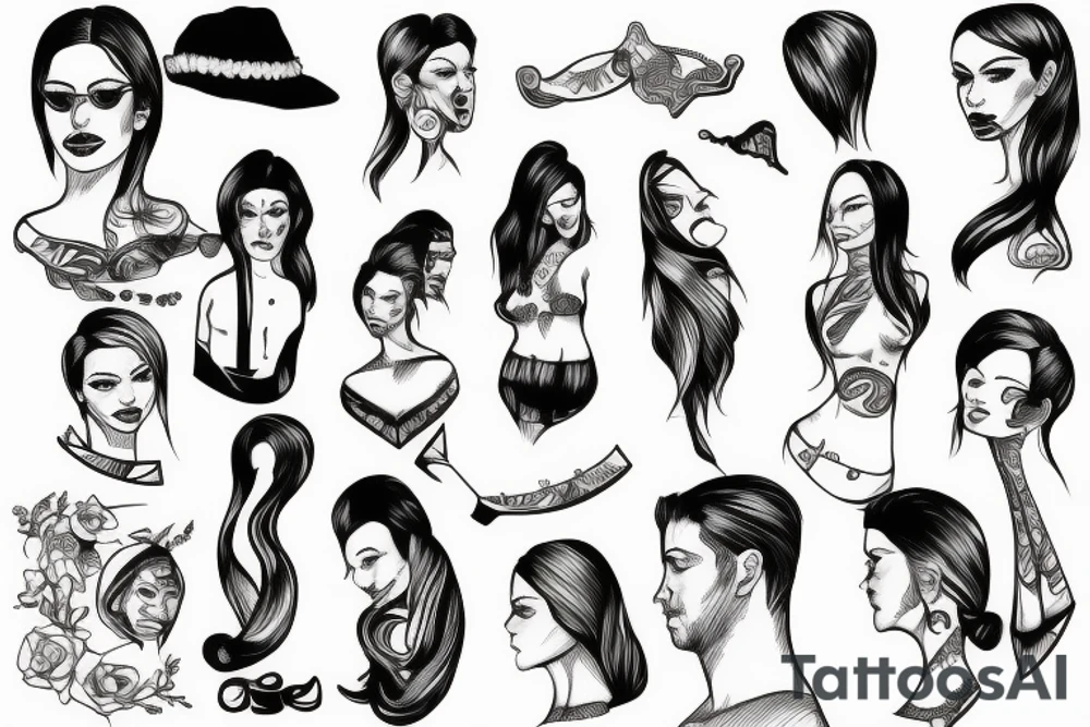 A man standing behind a woman tattoo idea