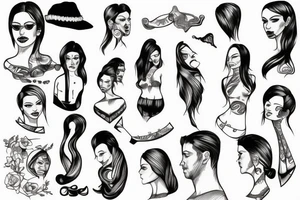 A man standing behind a woman tattoo idea