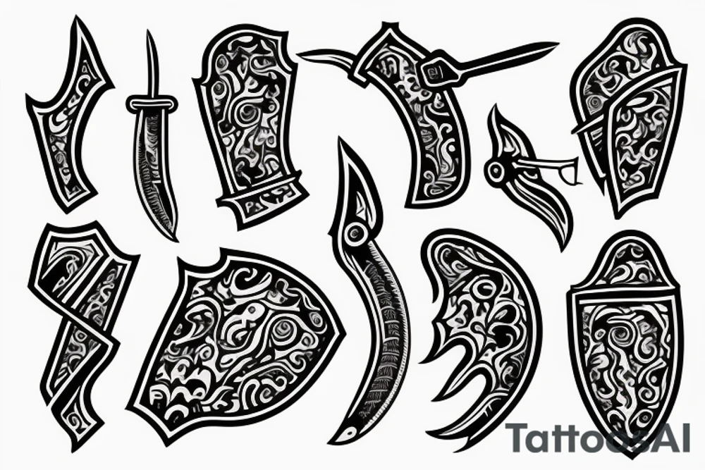 ornamental curved knife abstract stabbing an open hand tattoo idea ornamental curved knife abstract stabbing an open hand tattoo idea