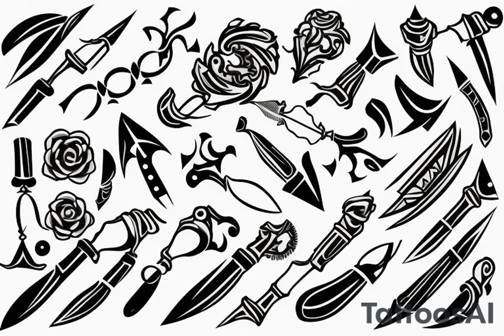 ornamental curved knife abstract stabbing an open hand tattoo idea ornamental curved knife abstract stabbing an open hand tattoo idea