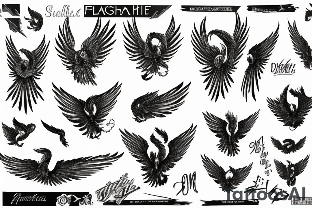 phoenix minimalist big wings tattoo idea