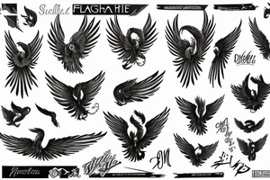 phoenix minimalist big wings tattoo idea