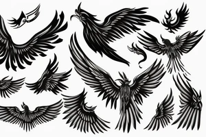 phoenix minimalist big wings tattoo idea