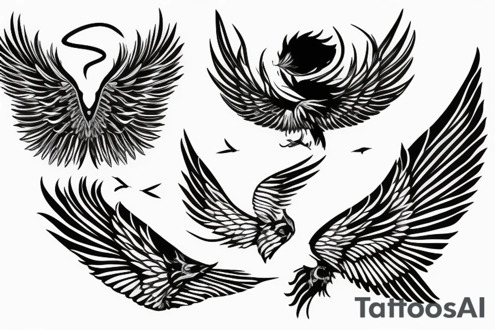 phoenix minimalist big wings tattoo idea