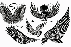 phoenix minimalist big wings tattoo idea