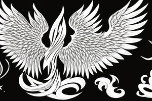 phoenix minimalist big wings flames tattoo idea