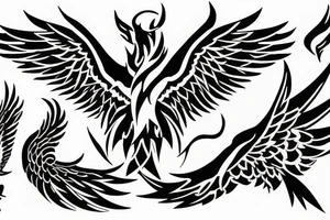 phoenix minimalist big wings flames tattoo idea