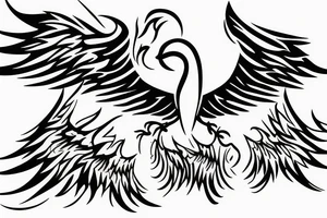 phoenix minimalist big wings flames tattoo idea