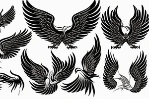 phoenix minimalist big wings flames tattoo idea