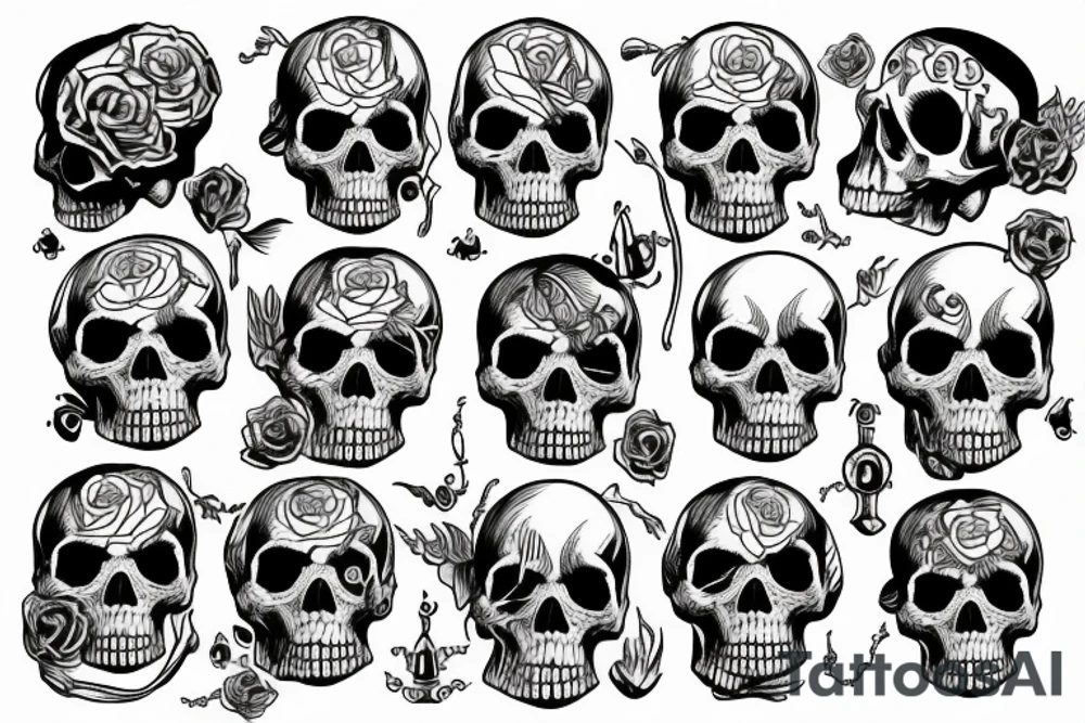 houses stand on human skulls tattoo idea