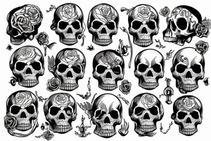 houses stand on human skulls tattoo idea