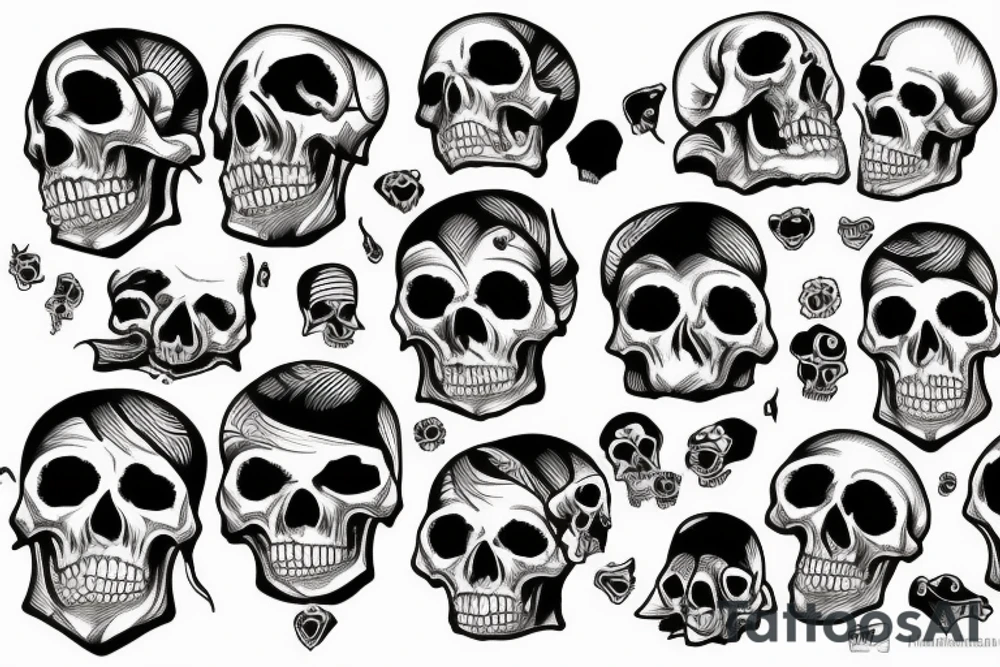 houses stand on human skulls tattoo idea