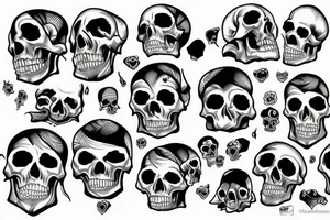 houses stand on human skulls tattoo idea