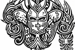 armor with fleur de lis and serbian cross tattoo idea