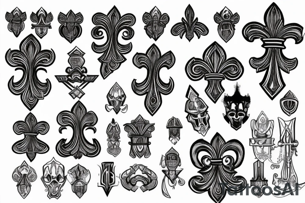 armor with fleur de lis and serbian cross tattoo idea