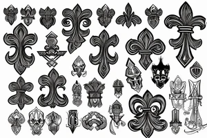 armor with fleur de lis and serbian cross tattoo idea