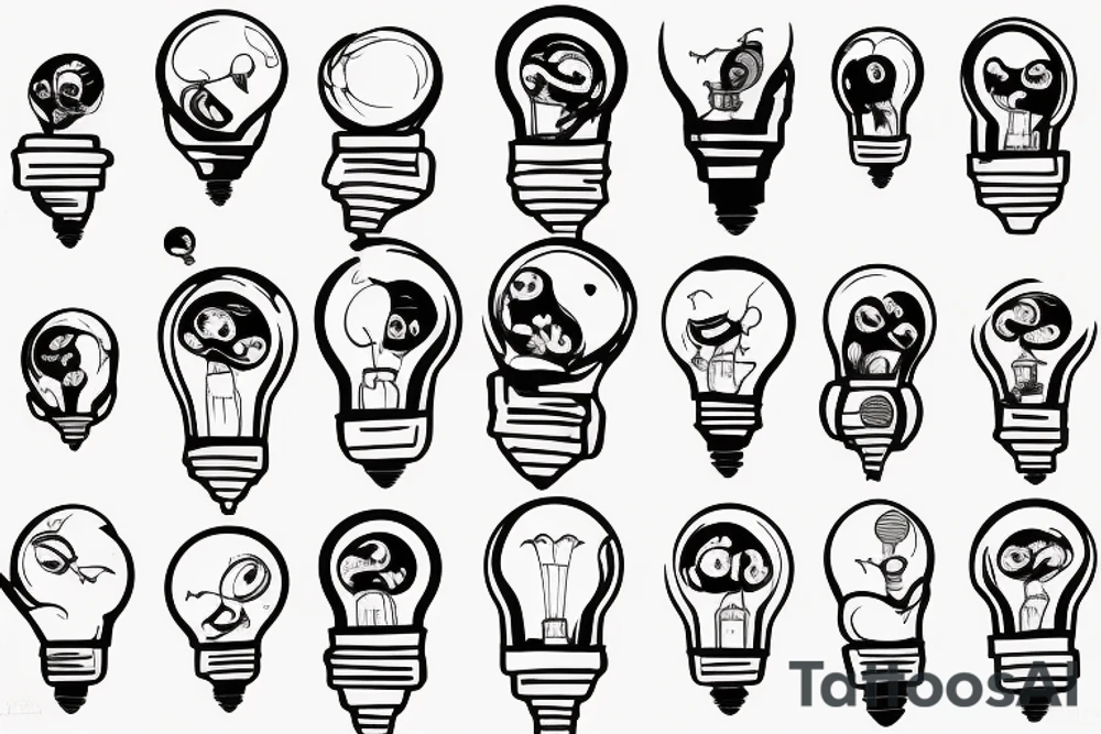 cartoon character the mole, suprised, broken bulb tattoo idea