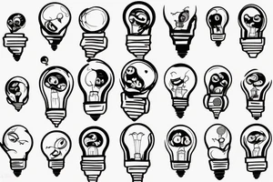 cartoon character the mole, suprised, broken bulb tattoo idea