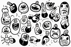 cartoon character the mole, suprised, broken bulb tattoo idea