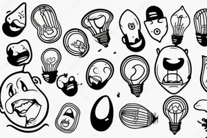 cartoon character the mole, suprised looking at broken bulb tattoo idea