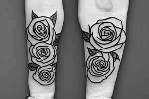 roses growing up forearm with barbed wire as stems tattoo idea