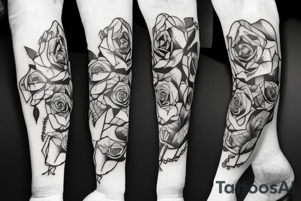 barbed wire growing up arm with roses tattoo idea