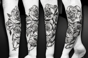barbed wire growing up arm with roses tattoo idea