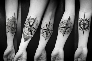 a compass describing love for hiking, mountains but also shows pain and hardship of the time tattoo idea