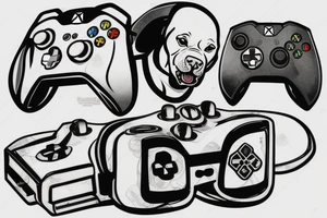 A pitbull carrying an xbox controller in its mouth tattoo idea