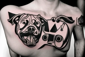 A pitbull carrying an xbox controller in its mouth tattoo idea