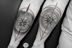 a compass showing pain and hardship of the time tattoo idea