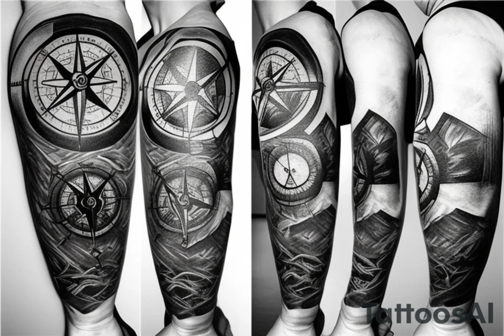 a compass showing pain and hardship of the time tattoo idea