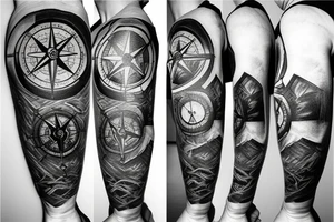 a compass showing pain and hardship of the time tattoo idea